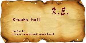 Krupka Emil névjegykártya